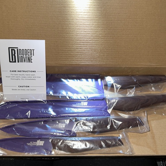 NIP ROBERT IRVINE 4 pc PURPLE KNIFE SET - Picture 1 of 2